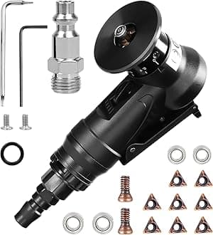 Pneumatic Chamfering Tool Handheld, Mini Air-Powered Chamfering Machine Trimming, 45° Arc Corner with 1/4 Inch Air Inlet for Metal Wood Beveling Deburring (C Angle Blades)