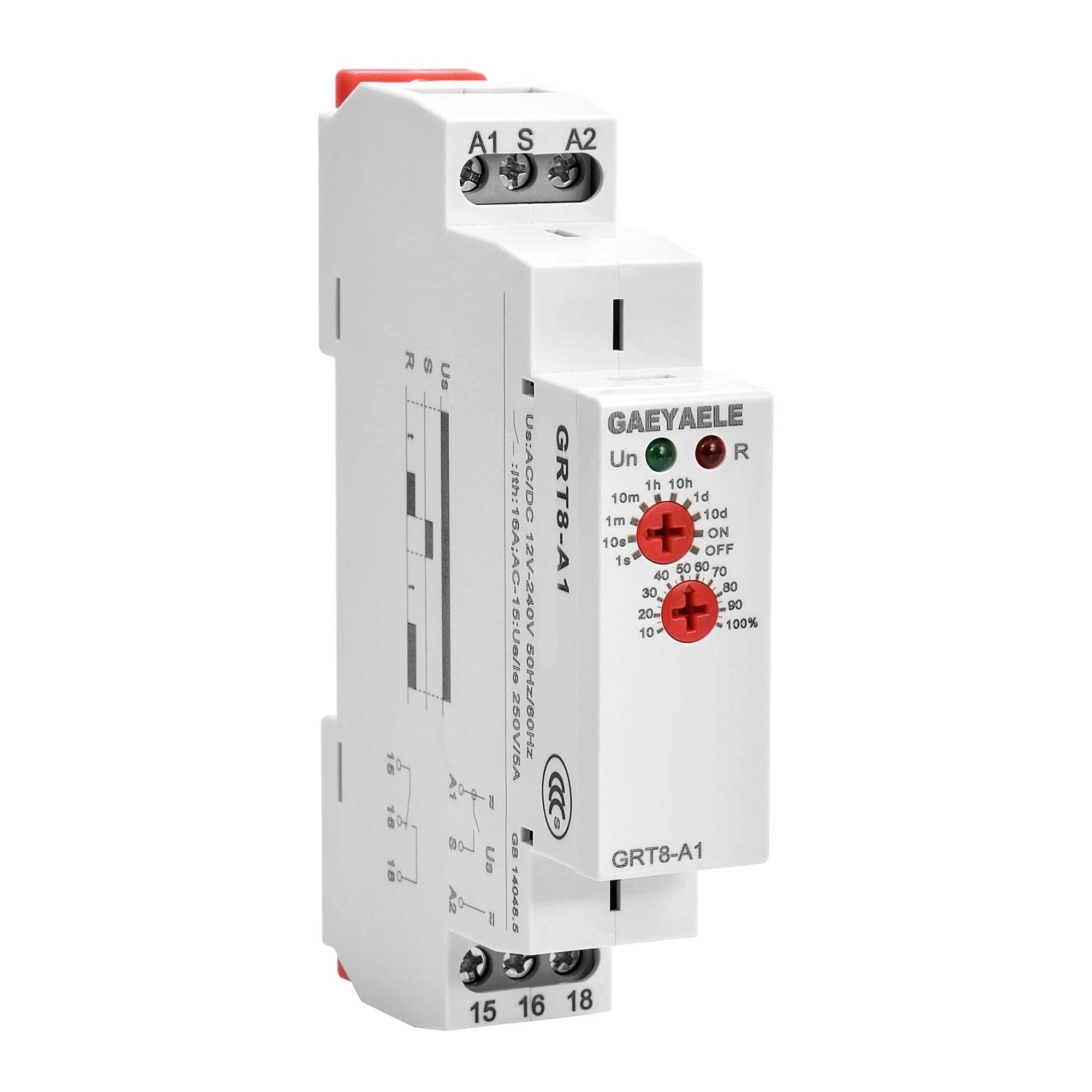 Delay on Time Relay Electronic 16A 1SPDT Adjustable Timer Delay Relay Din Rail Modular with CE CB Certificate(GRT8-A1,AC/DC12V-240V)