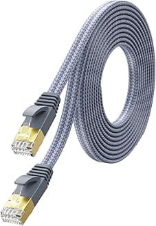 Ethernet Cable 10ft - Nylon Braided Flat High Speed Cat 7 Internet Cable LAN Cable Shielded Fast and Stable Ethernet Cord for Home and Office