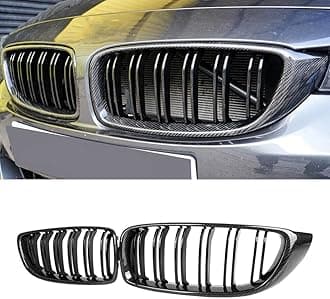 MAXDOM Replacement Front Upper Grill Fit for BMW (2014-2020) 4 Series F32 F33 F36 (2015-2019) F80 M3 F82 M4 – Gloss Black Carbon Fiber Grille