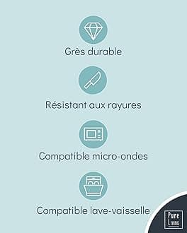 PURE LIVING INTERIOR DESIGN Ibiza Stoneware Dinnerware Set 24 Pieces: Tableware Set for 6 People, Dishwasher and Microwave Safe, Aquamarine, Dinner Service Plates, Tableware