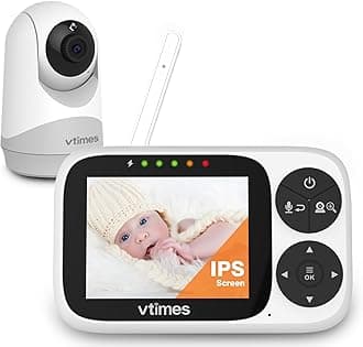 Baby Monitor with Camera and Audio, 3.2 Inch IPS Screen, Video Baby Monitor, No WiFi Night Vision, Portable Baby Camera, VOX Mode, Panoramic Alarm and Range
