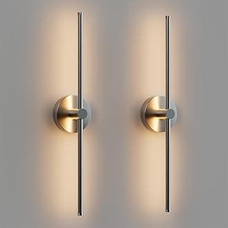 ZAGO 24 Inch LED Indoor Linear Wall Sconces Set of Two, 3CCT Switchable, Brushed Nickel, Hardwired and Wall Mounted, Dimmable for Living Room, Hallway, Bedroom, 120-277V, 14W, 900LM, ETL Certified