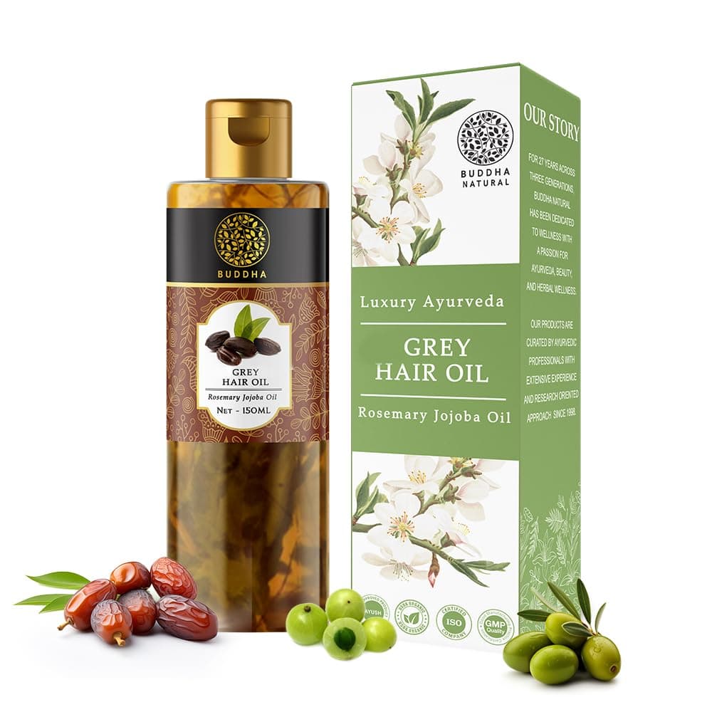 Buddha Natural Oil For Greys (150 ml) - Complete Solution For Greys hair - 100% Natural