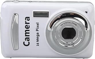 Digital Camera, 16MP 1080P HD Pocket Compact Camera with 2.4 Inch Screen, 16X Zoom Autofocus, Anti Shake, Portable Vlogging Camera, for Boys Girls Kids (White)