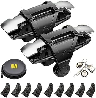 Mikirini 13 in 1 Cell Phone Game Controller for PUBG/Fortnite/Call of Duty Mobile, Mobile Phone L1R1 Triggers for iPhone and Android Phone w/ 9 pcs Mobile Game Finger Sleeve Gloves