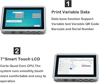 PEKOKO Automatic Online Inkjet Printer 7 inch Touch Screen High-Resolution Date Coder Barcodes Lot Codes Continuous Coding and Marking Machine System