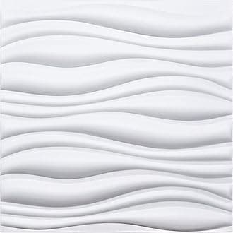 3D Leather Tiles Decorative 3D Wall Panels, White Wave 23.6" x 23.6" (6 Pack)