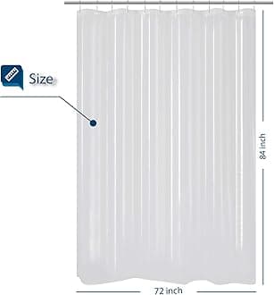 Barossa Design Extra-Long Shower Curtain with 84 inches Height (72x84),PEVA - Waterproof, Mold & Mildew Resistant, Eco-Friendly, Non-Toxic, Odorless, PVC Free, Metal Grommets (Clear)