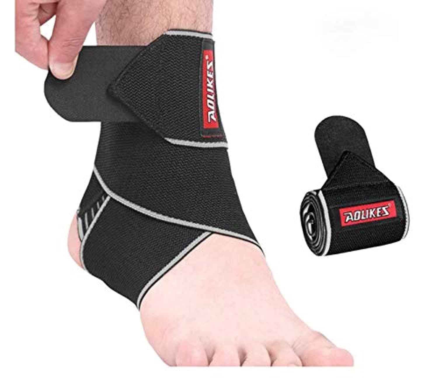 Ankle Brace Adjustable Ankle Support Breathable Nylon Material Super Elastic and Comfortable One Size Fits All, Perfect for Sports, Protects Against Chronic Ankle Strain, Sprains Fatigue (Gray)