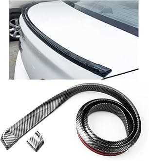 Car Trunk Spoiler Roof Lip Kit, Rear Trunk Lip 3D Pu Or Roof Spoiler Sticker Bar with Carbon Fiber Pattern, E Rear Spoiler Kit