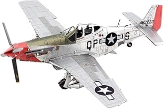Metal Earth 3D Puzzle Mustang Airplane P51D Sweet Arlene Aviation Metal Puzzle Mockups to Build for Adults Challenging Level 11.43 X 13.97 X 6.35 cm