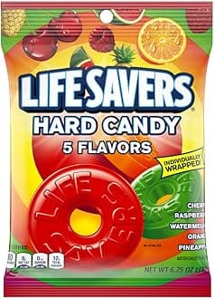 5 Flavors Hard Candy Bag, Hard Candy for Goodie Bags, Road Trips, Treats, 6.25 oz (Pack of 12)