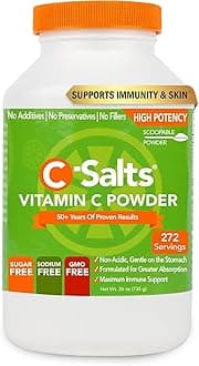 C-Salts Vitamin C Powder - 100% Pure Buffered Ascorbic Acid Powder for Daily Immune Support & Collagen Production - Stomach-Friendly Organic Vegan Non-GMO Sugar-Free - 272 Servings - Original, 26oz