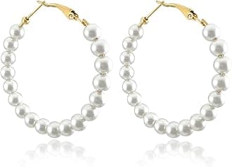 Pearl Hoop Earrings for Women Fashion Dangle Hypoallergenic Layer Earrings Drop Dangle Earrings Gifts for Women