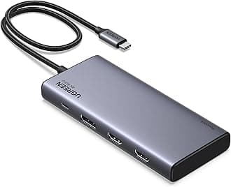 UGREEN Revodok USB-C Hub, Docking Station, 3 Screen Outputs, 2 HDMI + DP, Maximum 4K@60Hz, Output 10Gbps, USB C & A, High Speed Data Transfer Port, PD3.0, 100W Rapid Charging, Compatible with Laptops, Tablets, Smartphones, MacBooks, iMac, Galaxy, Dell, Oculus, Lenovo, and More