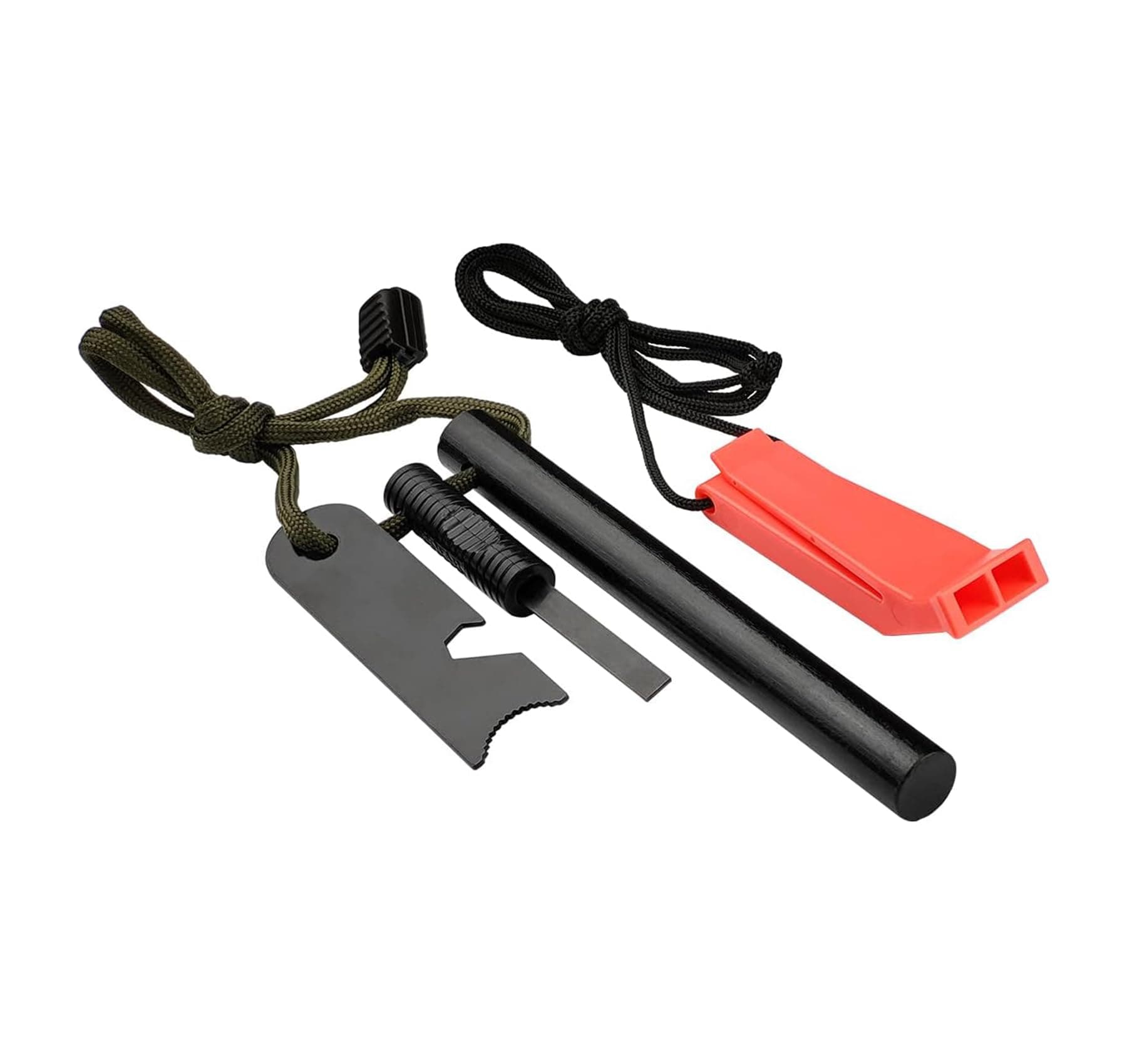 Fire Starter, AF-376 Ferrocerium (Ferro) Rods, Fire Starter Kit with Two Multi-Tool Fire Strikers, 80dB Survival Whistle, Paracord Lanyard for Camping, Hiking, Emergency Rescue (1/2 * 5.1 Inch)
