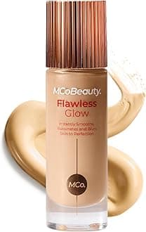 MCoBeauty Flawless Glow Luminous Skin Filter 2.5 Fair - 4-in-1 Liquid Foundation Primer Highlighter Makeup - Dewy Radiant Skin Tint with Squalane for Face - Buildable Glow Complexion Booster - 1 Fl Oz