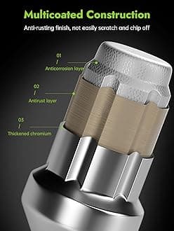 24pcs M12x1.25 Spline Lug Nuts - Replacement for 2005-2015 Nissan Armada, 2004-2019 Nissan Titan, 2000-2015 Nissan Xterra Aftermarket Wheel Chrome Closed End 6 Point Nuts with 1 Socket Key