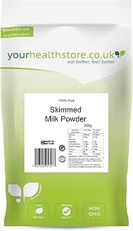 yourhealthstore 100% Pure Skimmed Milk Powder 300g, Made in Britain with British Milk, Low in Fat, No Additives, No Soy Lecithin, No Bovaer, Vegetarian, (Recyclable Pouch)