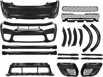 CNNELL Full Front and Rear Bumper Body Kit Compatible with Dodge Charger SRT Widebody 2015-2023 Black