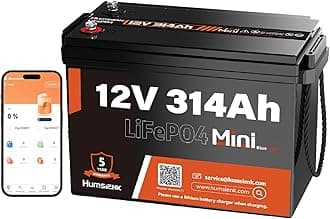 Bluetooth 12V 314Ah LiFePO4 Lithium Battery MINI, Max. 4190Wh Energy, EV A+ Cells, Built-in 100A BMS, 15000 Deep Cycles Battery