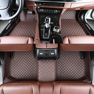 Custom Car Floor Mat Compatible with 95% Car Models Luxury Leather All Weather Waterproof Anti-Skid Full Coverage Car Mats (Brown)