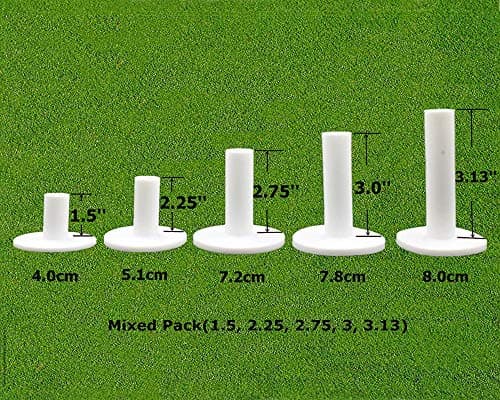 Golf Rubber Tees Driving Range Value 5 Pack, Mixed Size or 5 Same Size for Practice Mat