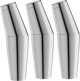 WOTOR Boston Cocktail Shaker Set for 3, 18 oz & 28 oz Stainless Steel Weighted Shaker Tins, Professional Bar Tools for Bartender, Metal Mixer for Martini & Cocktails (Silver)
