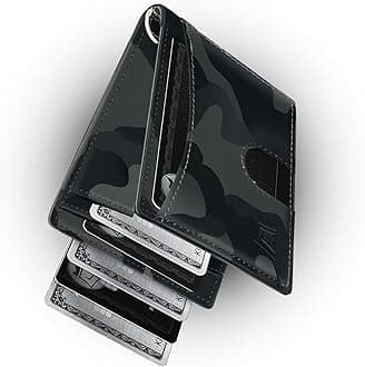 Kings Loot Slim Minimalist Leather Wallet for Men RFID Blocking | Mens Wallet Bifold | 12 Card Holder Front Pocket Wallet, Camo Black, Premium