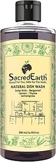 SacredEarth Natural Dish Wash Liquid with Soap Nuts, Lemon, Lemongrass, Thyme and Bergamot (500 ml)