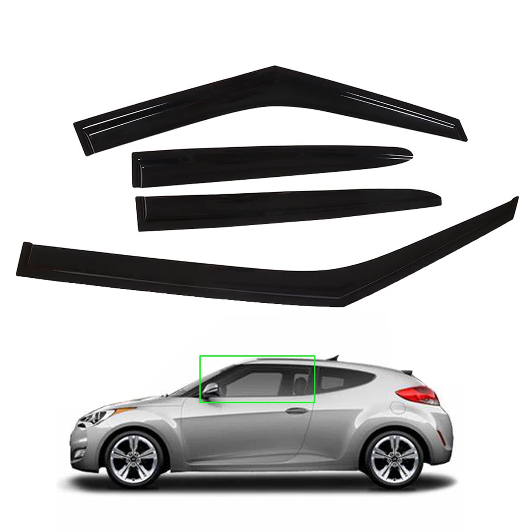 munirater 4 PCS Side Window Vent Visors Rain Guards Deflectors Smoke Replacement for 2011-2017 Veloster