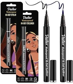 Hi-Def Eyeliner duo|Velvet Matte|Water-Resistant|Smudge-Proof|Long Stay|Single Stroke|Precise Application|Black+Blue|2.2g, gel