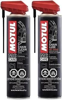 Motul Chain Care Set – Chain Cleaner (C1) & Chain Lube Off-Road (C3), Motorcycle Maintenance Set, Safe for O-Ring Chains (111818, 111820)
