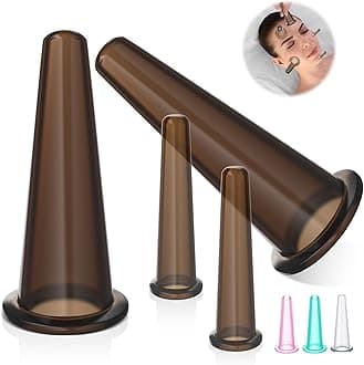 Threlaco4 Pcs Facial Cupping Set Silicone Massage Cups Vacuum Cupping Cups for Face and Eye Cupping Massage Cups Facial Cupping Sets Facial Care, Anti Aging Beauty Tool for Face Eyes(Black)