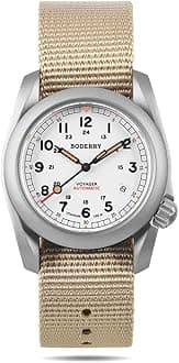BODERRY Men's Watch Titanium Automatic Field Watch 40mm Military Watch Day Date Function 100M Waterproof with Nylon Strap Japanese Mechanical Movement & Screw Down Crown—Voyager
