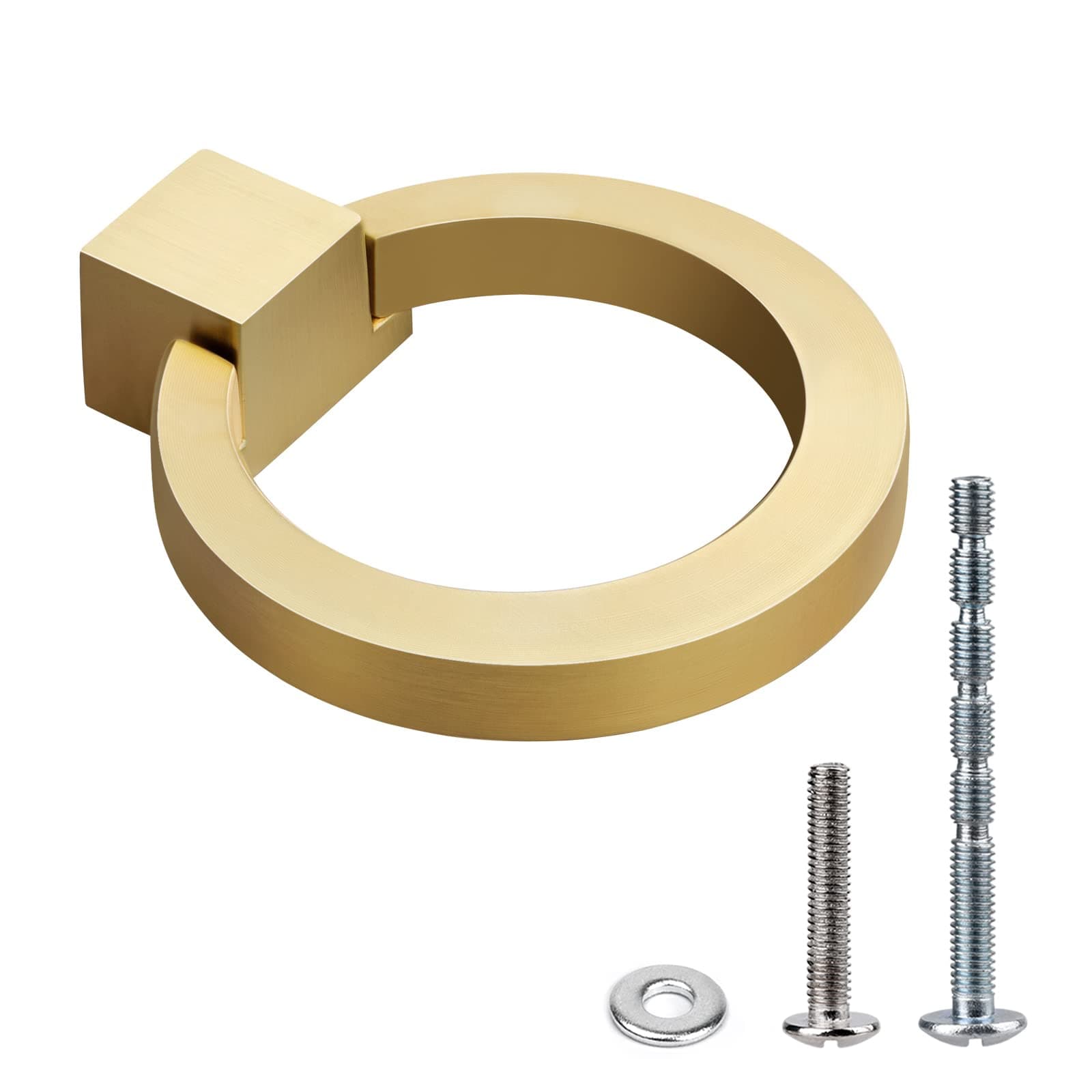 WEAVERBIRD 8Pack Brushed Gold Cabinet Ring Pulls,Zinc Alloy Furniture Drawer Pulls Hardware Cabinet Ring Kitchen Handles Rings, Drawers Handle Jewelry Box Knobs Dressing Table Handle