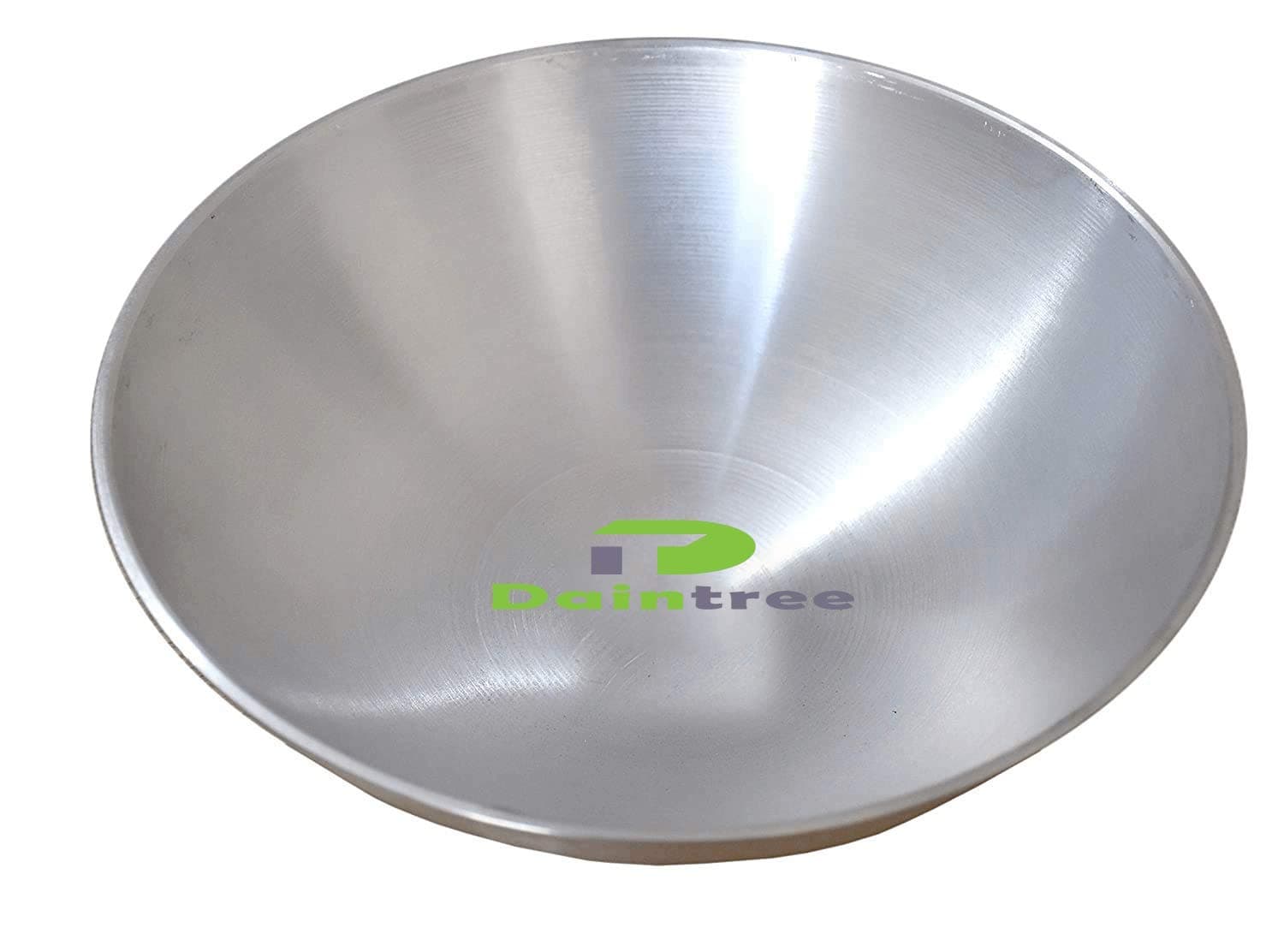 DAINTREE Aluminium Kitchen Cooking Kadhai Without Handle Round Bottom Deep Frying Karahi, 1500 ml, Silver