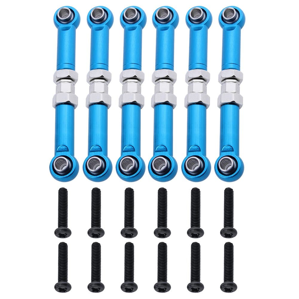6PCS Adjustable Hobbypark Aluminum Steering Linkage Servo Link Pull Rod Turnbuckle A959-03 Metal for WLtoys A959 A969 A979 1/18th RC Car Upgrade Parts