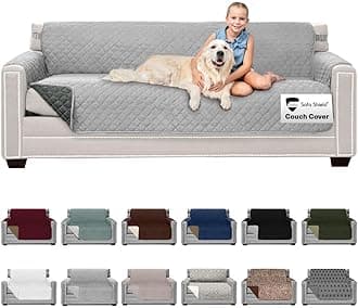Sofa Shield Original Patent Pending Reversible X-Large Oversized Sofa Protector, Many Colors, Seat Width to 78 Inch, Furniture Slipcover, 2 Inch Strap, Couch Slip Cover Throw for Pet, Lt Gray Charcoal