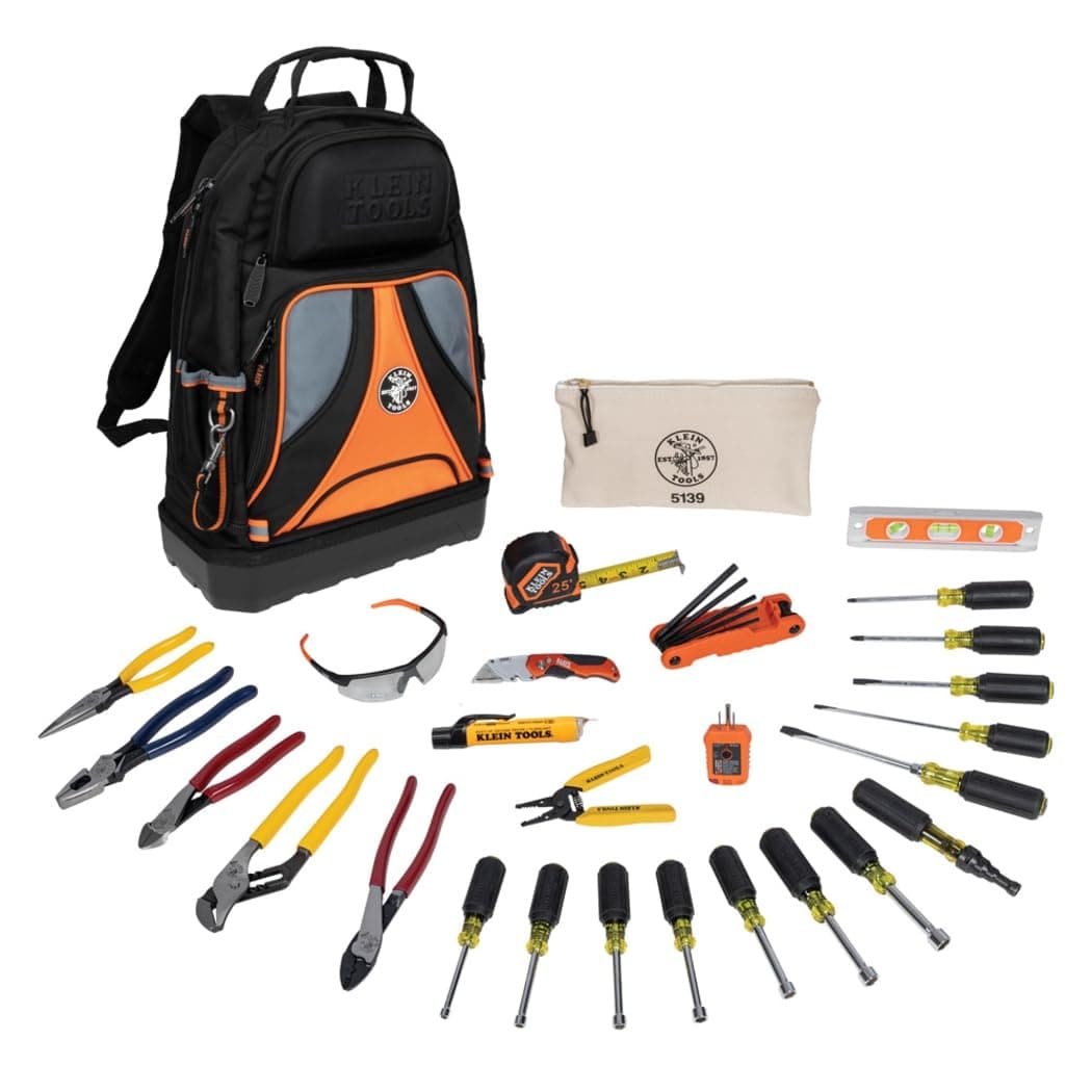 80028 Hand Tools Kit includes Pliers, Screwdrivers, Nut Drivers, Backpack, and More Jobsite Tools, 28-Piece