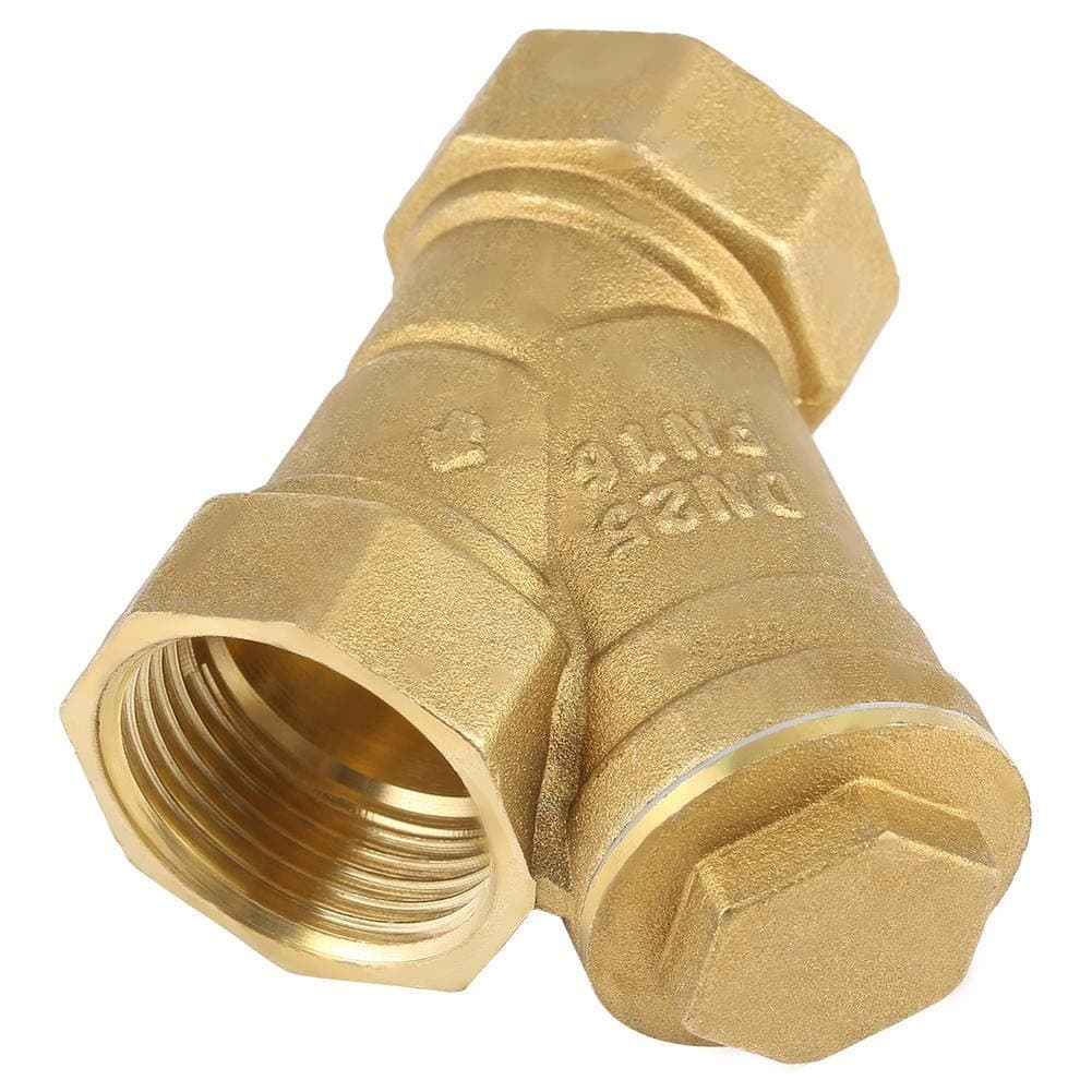 Akozon Brass Y-type Strainer 1" BSPP Female Thread Regulators Water Oil Filter Valve Connector for Water Oil Separation