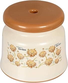 Kuber Industries Bathroom Stool | Plastic Stool for Bathroom | Stool for Sitting | Anti -Slip with Strong Bearing | Patla for Toilet | Printed Design | Cream, 24cm, 23cm