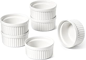 LE TAUCI Sauce Cups 2 OZ, Small Dipping Bowls, Mini Ceramic Ramekins Souffle Dishes, Sauce Dip Bowls for Charcuterie Boards, Microwave & Oven Safe, Set of 6, White