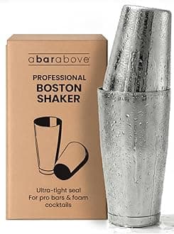 A Bar Above Professional Boston Shakers Set 18 oz Weighted and Unweighted Stainless Steel Cocktail Shaker Set for Bartenders, Premium 304 Steel Bar Shaker, Essential Bartending Tools for Mixing Drinks