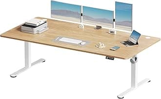 Devoko Electric Standing Desk 160x80cm, Height Adjustable Desk Ergonomic Stand up Desk with 2 Memory Preset, Beige
