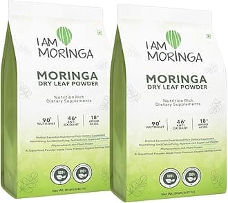 Moringa Powder 500 gm, 100% Natural Drumstick Leaf Powder Good for Skin, Hair with No Chemicals and Preservatives (250 gms X 2)