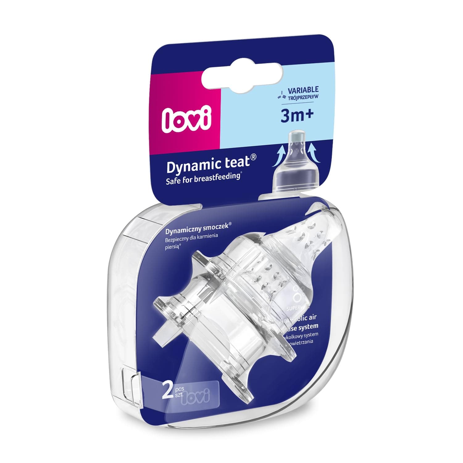 LOVI Dynamic Teat - Tri Flow 3M+ (2 Pcs)