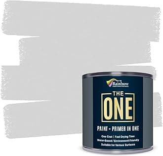 THE ONE All-In-One Paint & Primer - Light Grey Gloss, 84.5 Fl Oz/2.5 Liter | 1 Coat Formula | Easy Indoor & Outdoor Decorating for Home & Garden Walls, Floors & Furniture | Water-Based & Low VOC