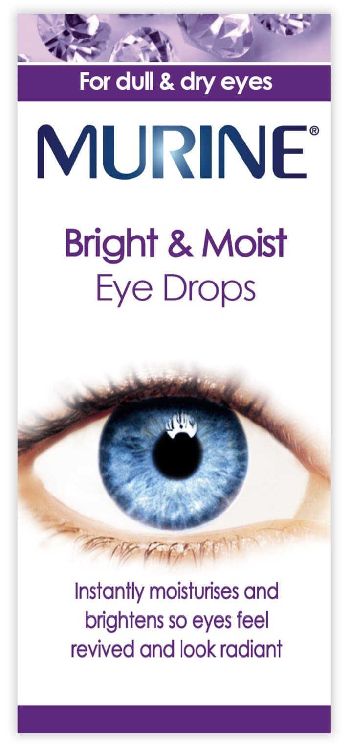 Murine Bright and Moist Eye Drops to whiten eyes as well as hydrating and soothing dry or tired eyes , 15ml